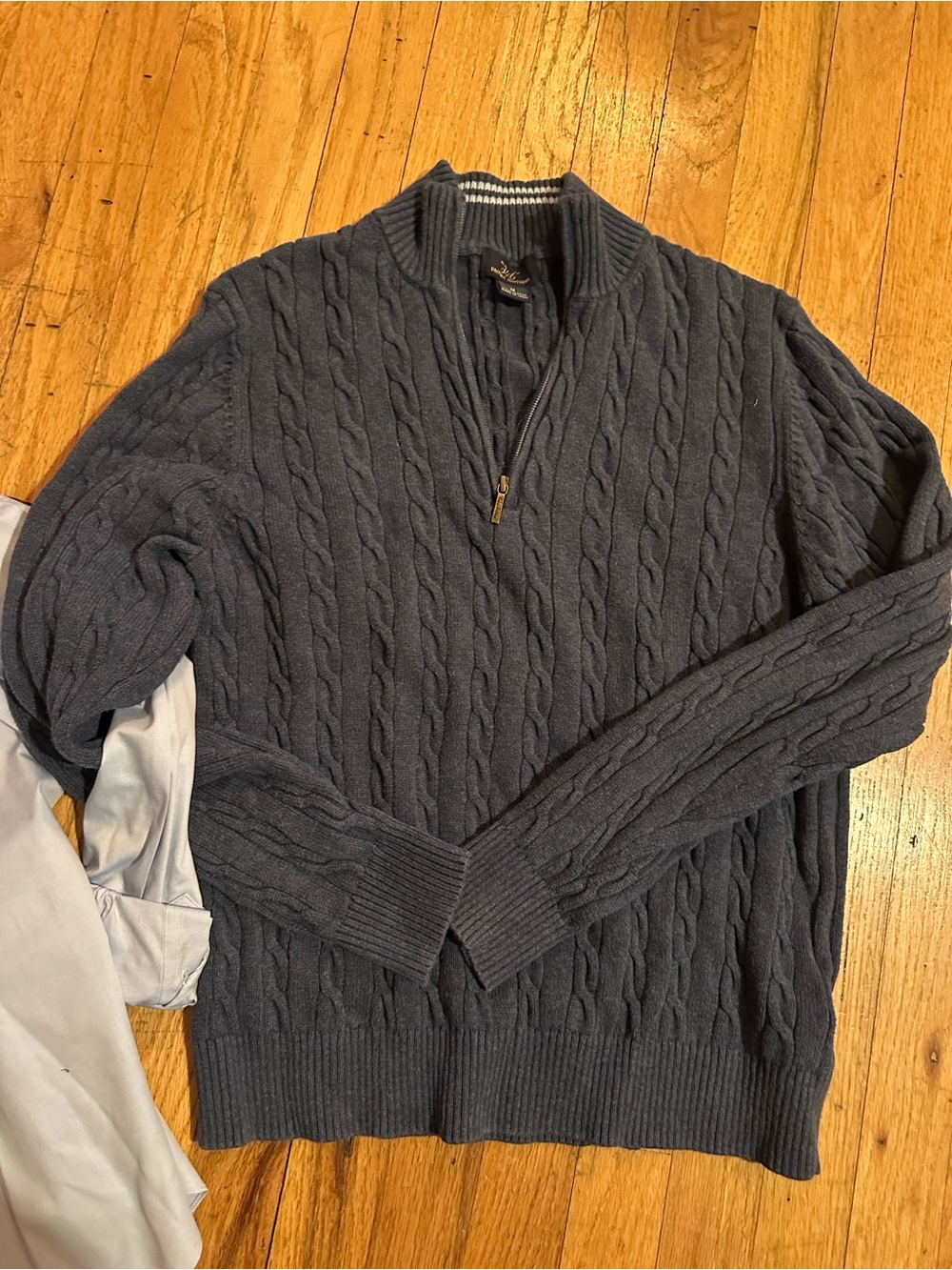 🏆 3/$75 DEAL • Brooks Brothers Dark Gray Cable-Knit Zip Sweater